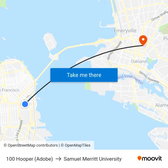 100 Hooper (Adobe) to Samuel Merritt University map