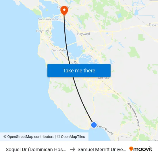 Soquel Dr (Dominican Hospital) to Samuel Merritt University map