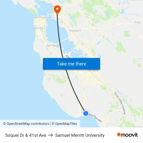 Soquel Dr & 41st Ave to Samuel Merritt University map