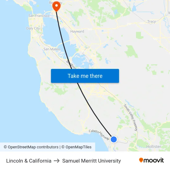 Lincoln & California to Samuel Merritt University map