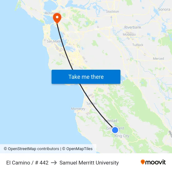 El Camino / # 442 to Samuel Merritt University map