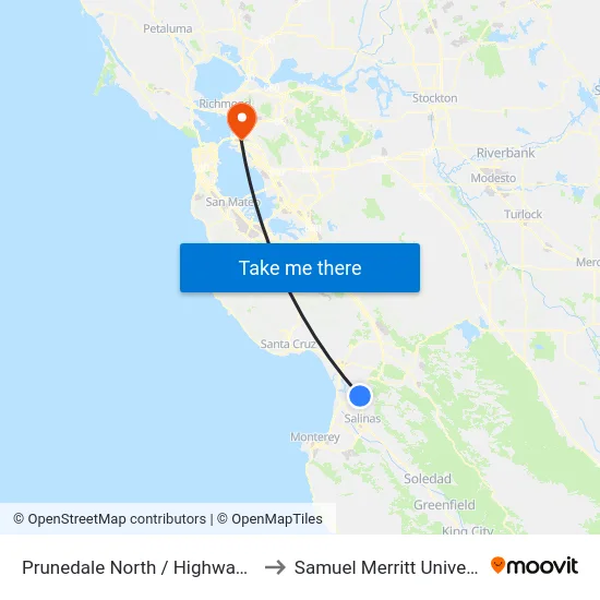 Prunedale North /  Highway 156 to Samuel Merritt University map