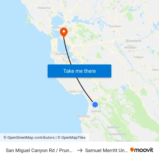 San Miguel Canyon Rd /  Prunedale North to Samuel Merritt University map