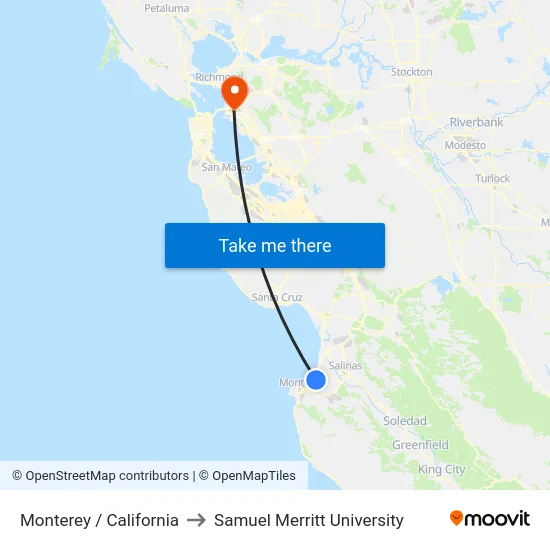 Monterey / California to Samuel Merritt University map