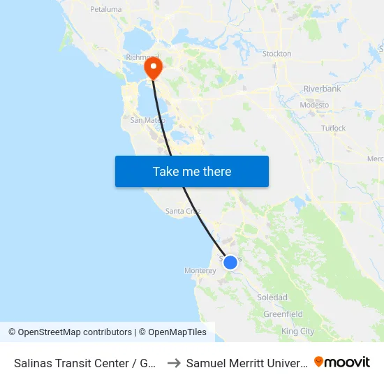 Salinas Transit Center / Gate 5 to Samuel Merritt University map