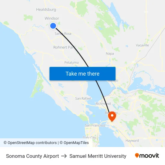 Sonoma County Airport to Samuel Merritt University map