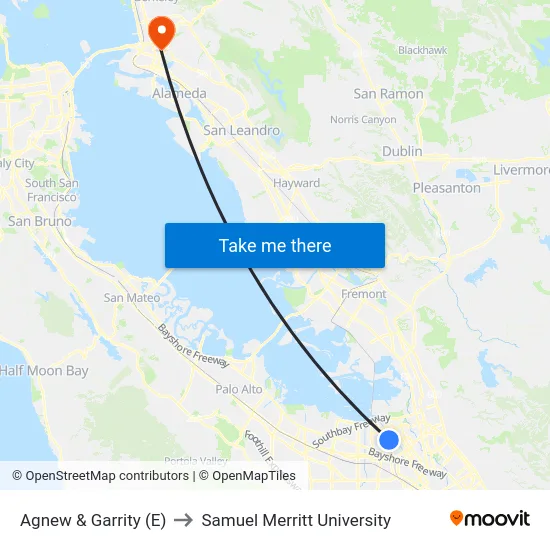 Agnew & Garrity (E) to Samuel Merritt University map