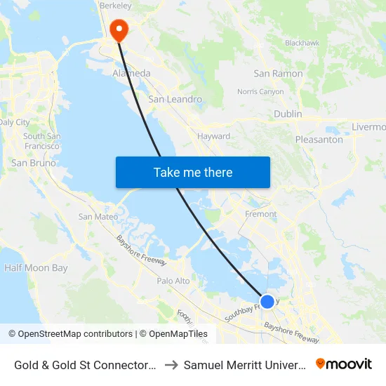 Gold & Gold St Connector (S) to Samuel Merritt University map