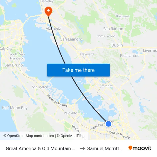 Great America & Old Mountain View-Alviso (N) to Samuel Merritt University map