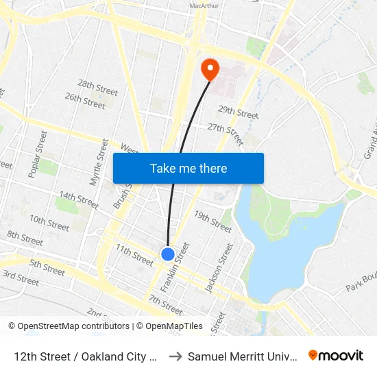 12th Street / Oakland City Center to Samuel Merritt University map