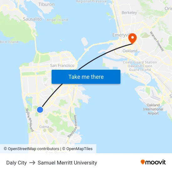 Daly City to Samuel Merritt University map