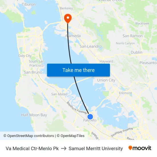 Va Medical Ctr-Menlo Pk to Samuel Merritt University map