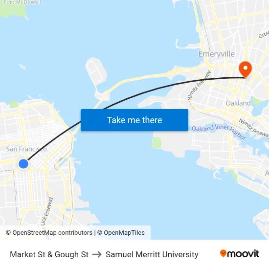 Market St & Gough St to Samuel Merritt University map