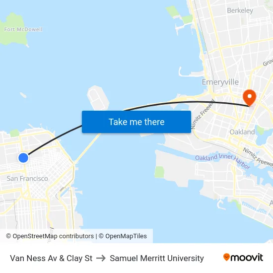 Van Ness Av & Clay St to Samuel Merritt University map