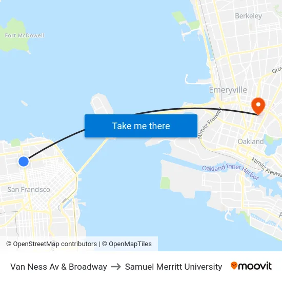 Van Ness Av & Broadway to Samuel Merritt University map
