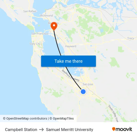 Campbell Station to Samuel Merritt University map