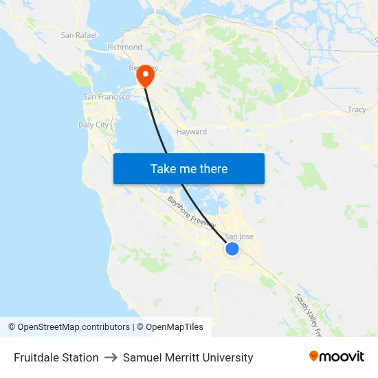 Fruitdale Station to Samuel Merritt University map