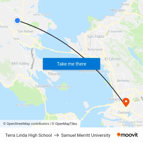 Terra Linda High School to Samuel Merritt University map