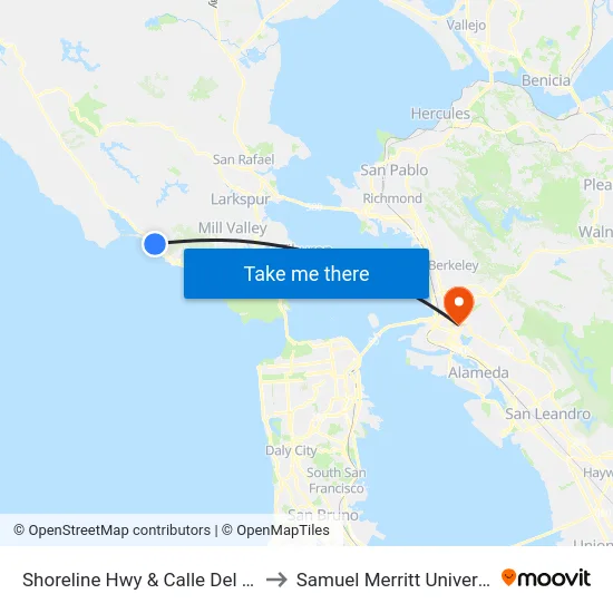 Shoreline Hwy & Calle Del Mar to Samuel Merritt University map