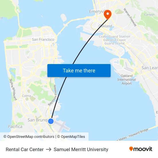 Rental Car Center to Samuel Merritt University map