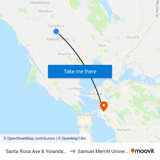Santa Rosa Ave & Yolanda Ave to Samuel Merritt University map