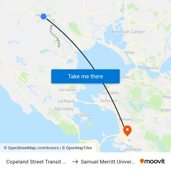 Copeland Street Transit Mall to Samuel Merritt University map