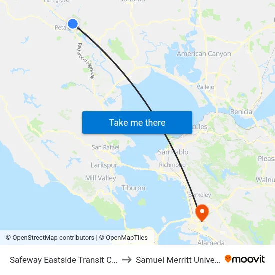 Safeway Eastside Transit Center to Samuel Merritt University map