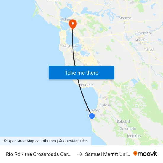 Rio Rd / the Crossroads Carmel (Opp) to Samuel Merritt University map
