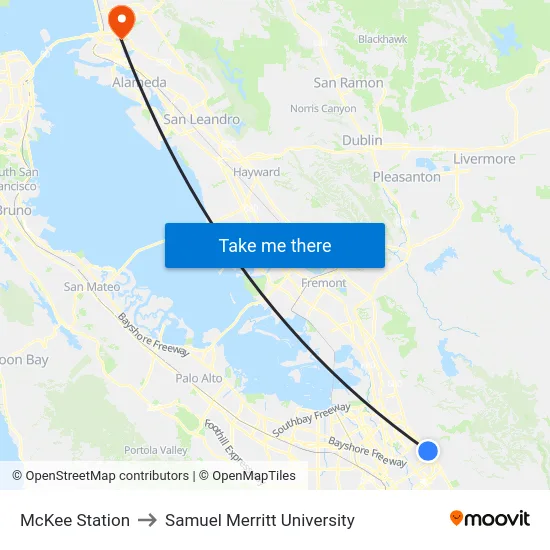 McKee Station to Samuel Merritt University map