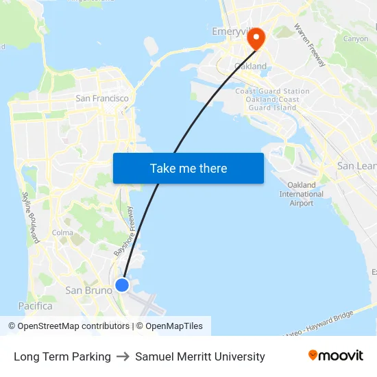 Long Term Parking to Samuel Merritt University map