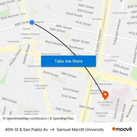 40th St & San Pablo Av to Samuel Merritt University map