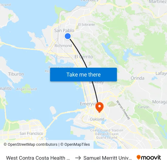 West Contra Costa Health Center to Samuel Merritt University map