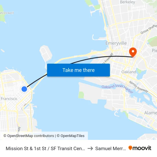 Mission St & 1st St / SF Transit Center - BART Shuttle Connection to Samuel Merritt University map