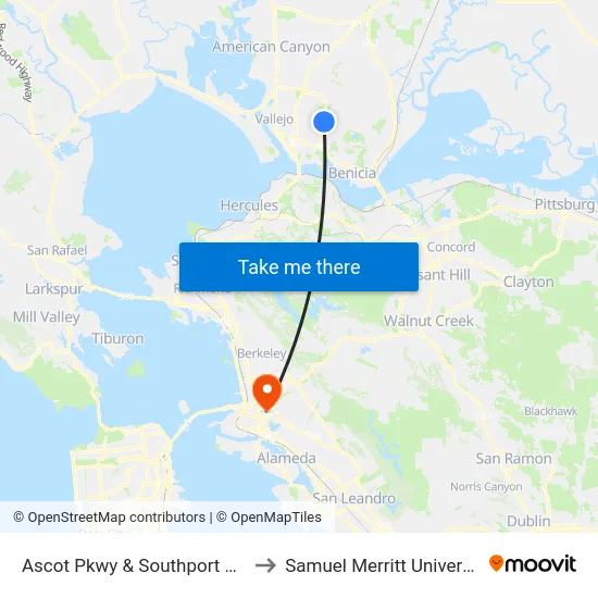Ascot Pkwy & Southport Way to Samuel Merritt University map