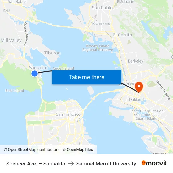 Spencer Ave. – Sausalito to Samuel Merritt University map