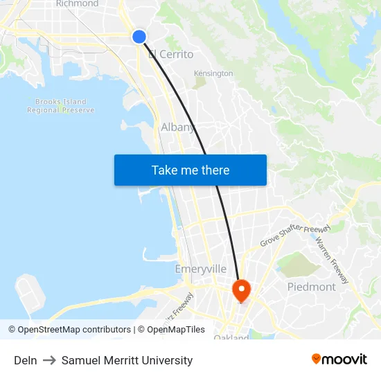 Deln to Samuel Merritt University map