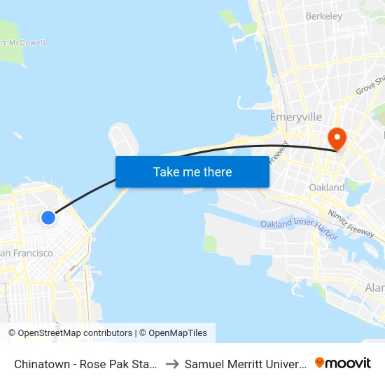 Chinatown - Rose Pak Station to Samuel Merritt University map