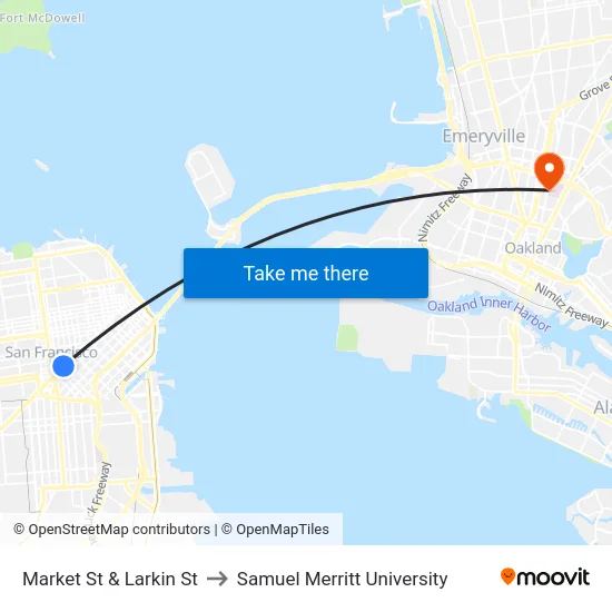 Market St & Larkin St to Samuel Merritt University map