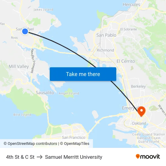 4th St & C St to Samuel Merritt University map