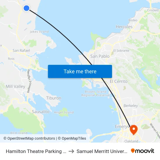 Hamilton Theatre Parking Lot to Samuel Merritt University map