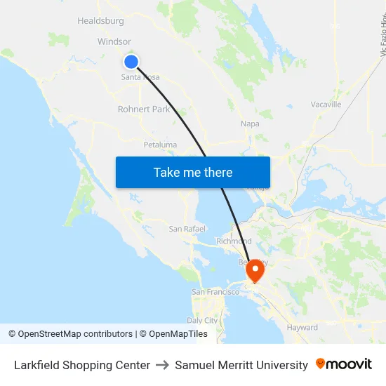 Larkfield Shopping Center to Samuel Merritt University map
