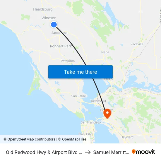 Old Redwood Hwy & Airport Blvd @ Fast Mart Gas Stn to Samuel Merritt University map