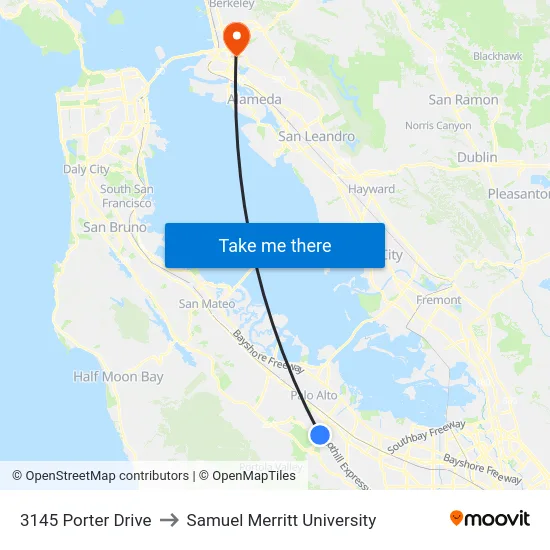 3145 Porter Drive to Samuel Merritt University map