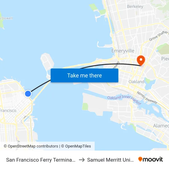 San Francisco Ferry Terminal-Gate C to Samuel Merritt University map