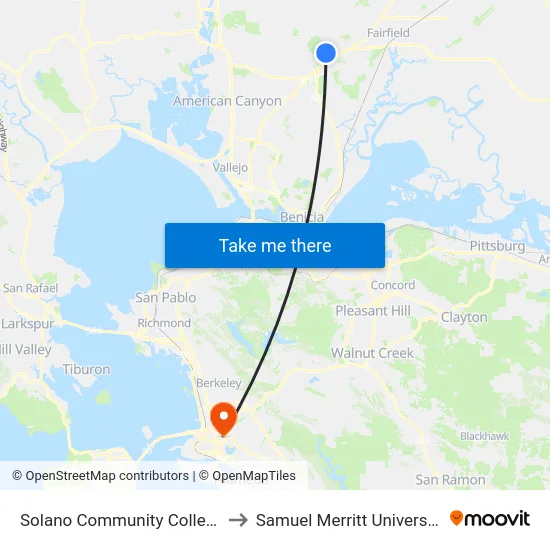Solano Community College to Samuel Merritt University map