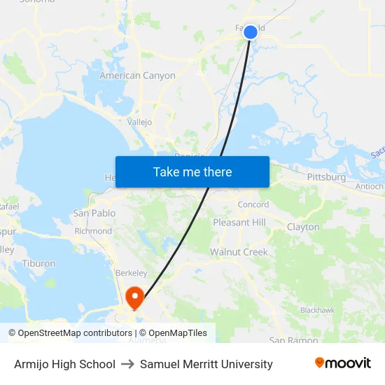 Armijo High School to Samuel Merritt University map