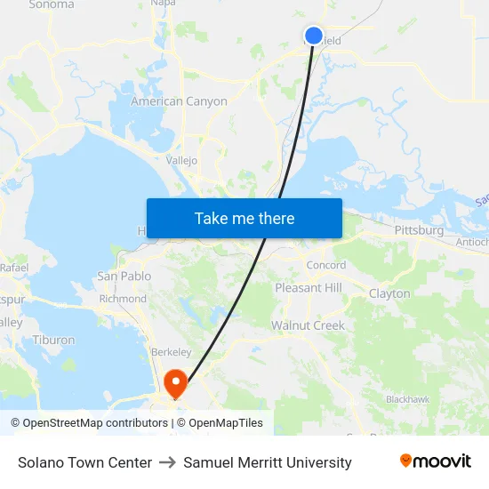 Solano Town Center to Samuel Merritt University map