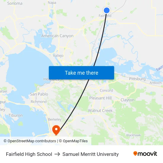 Fairfield High School to Samuel Merritt University map