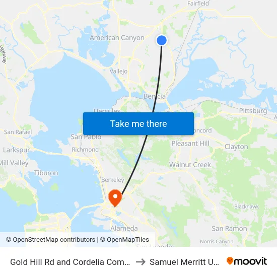 Gold Hill Rd and Cordelia Community Park to Samuel Merritt University map