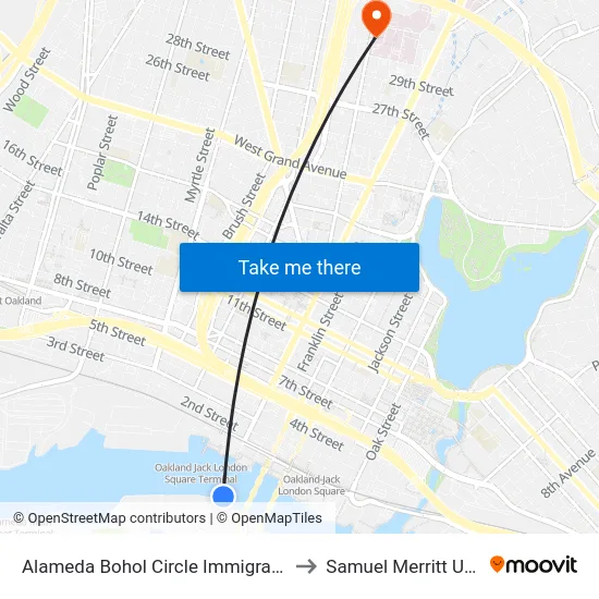Alameda Bohol Circle Immigrant Park Dock to Samuel Merritt University map